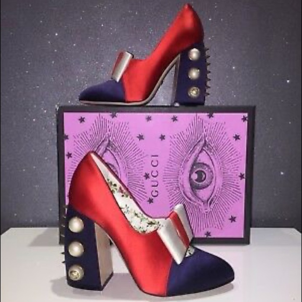 ❌SOLD❌Gucci Luna Colorblock Bow 110mm Pump - Picture 2 of 8